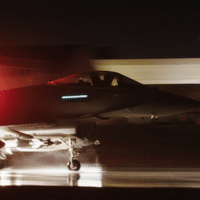 A Royal Air Force Typhoon FGR4 takes off to carry out air strikes against Houthi military targets in Yemen, from RAF Akrotiri, Cyprus, January 22, 2024